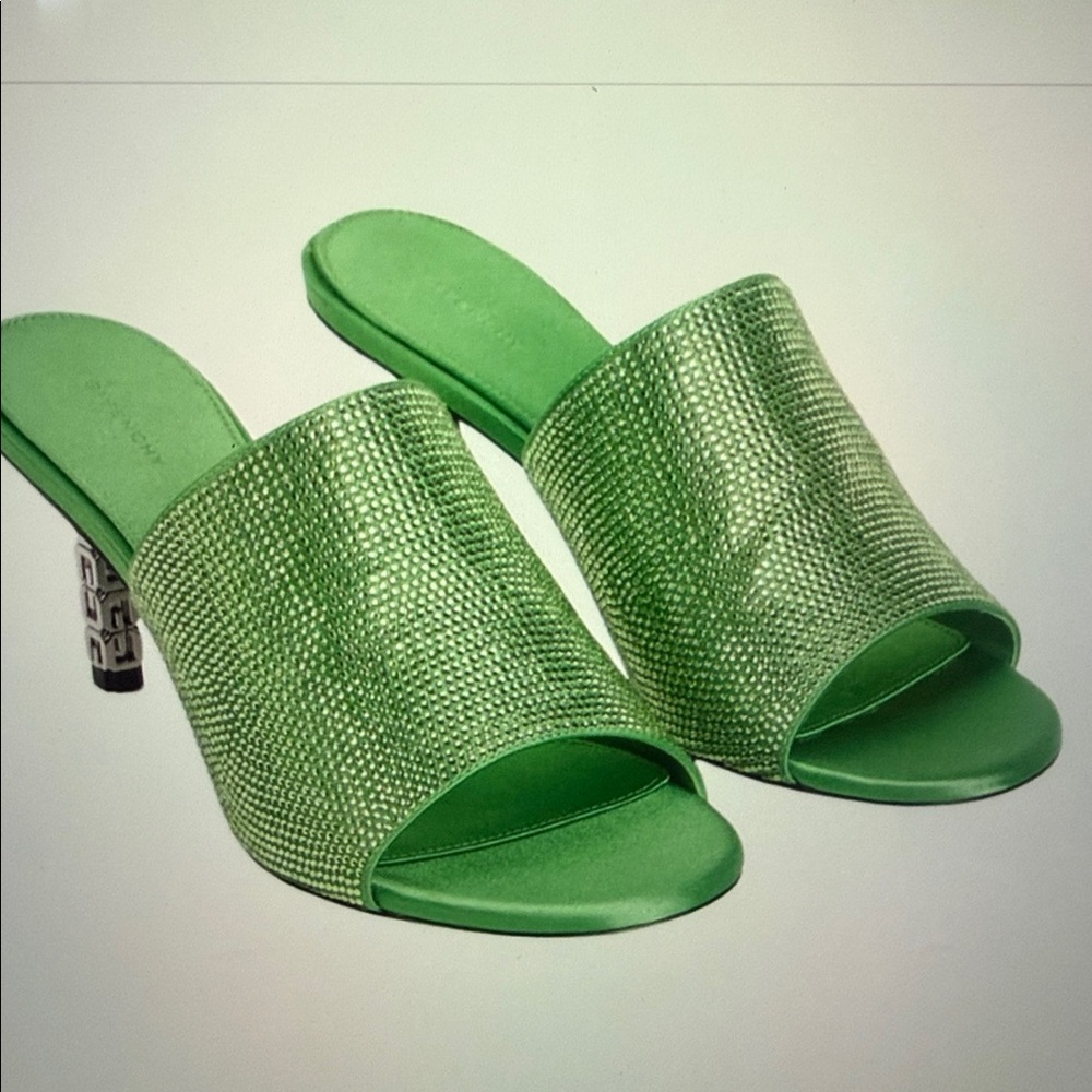 Givenchy Green Rhinestone Mules - Picture 2 of 2